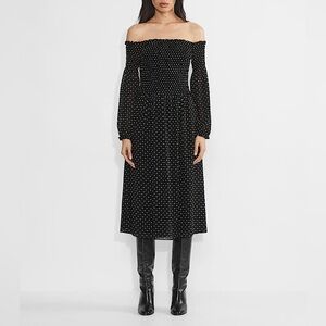 Aritzia Wilfred Margaret Long Sleeve Off-Shoulder Midi Dress, NEW